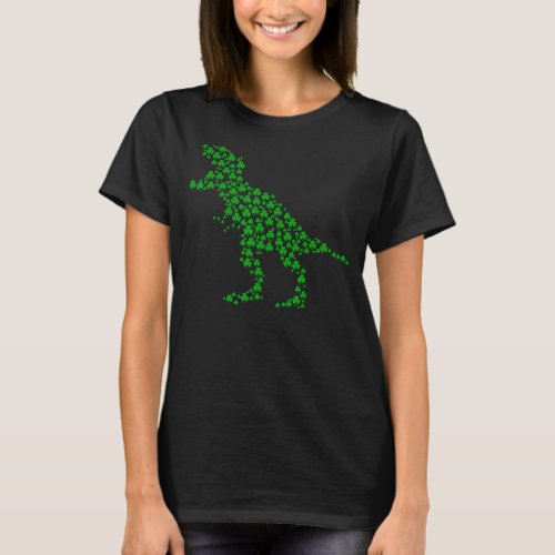 Happy St Patricks Day Shamrock Dinosaur T Rex Luc T_Shirt
