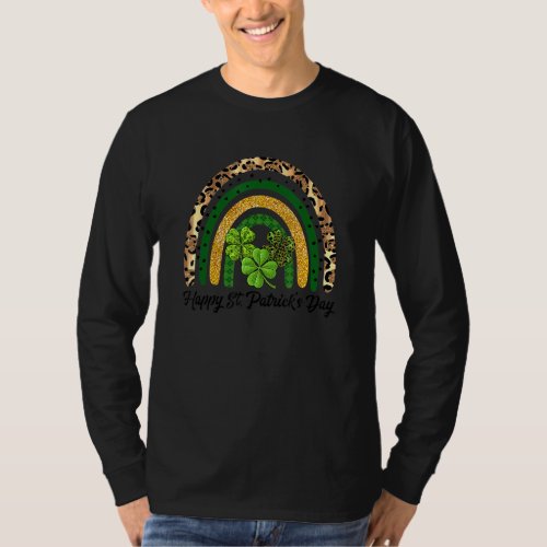 Happy St Patricks Day Shamrock Green C Leopard Ra T_Shirt