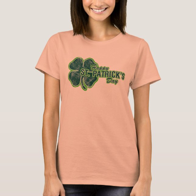 Happy St. Patrick's Day Shamrock Grunge T-Shirt (Front)