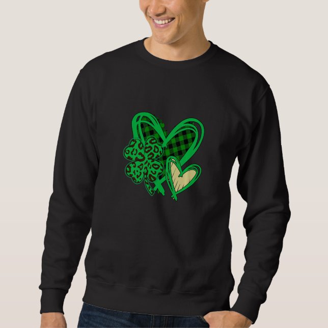 Happy St Patrick's Day Shamrock,Heart Pajama. Patr Sweatshirt (Front)