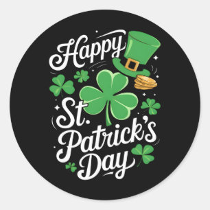 Happy St Patricks Day Shamrock Irish Funny Men Wom Classic Round Sticker