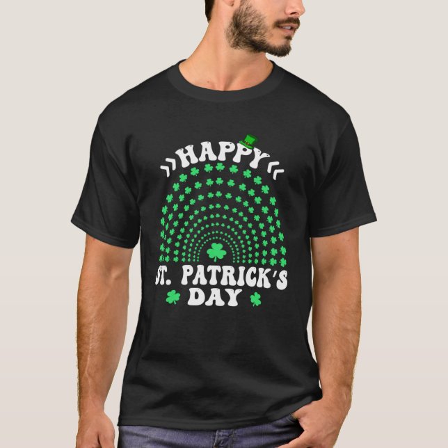 Happy St Patricks Day Shamrock Irish Rainbow Leopa T-Shirt (Front)