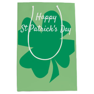 Happy St Patrick's Day Shamrock Leaf Irish Custom Medium Gift Bag