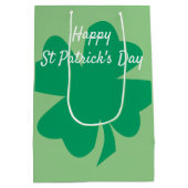 Happy St Patrick's Day Shamrock Leaf Irish Custom Medium Gift Bag (Back)