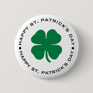 Happy St. Patrick's Day Shamrock Lucky Charm Button