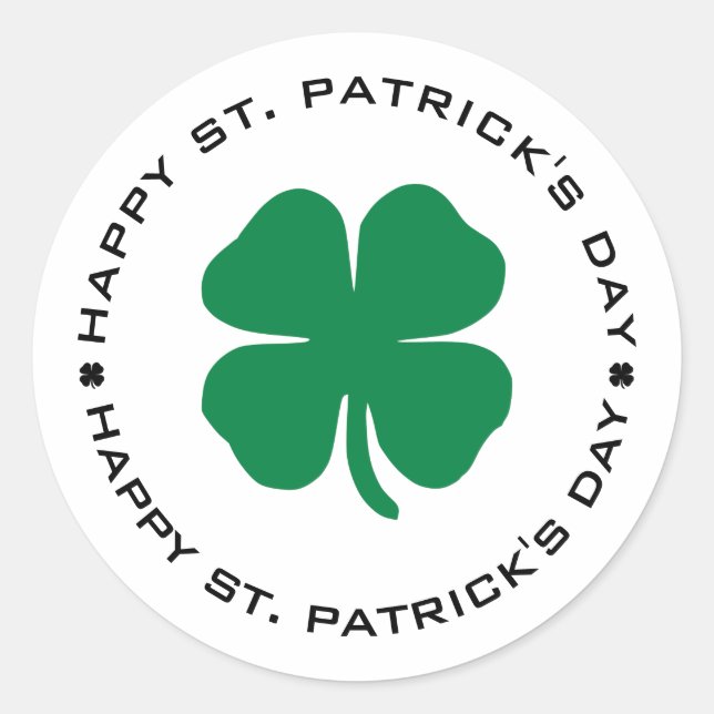 Happy St. Patrick's Day Shamrock Lucky Charm Classic Round Sticker (Front)