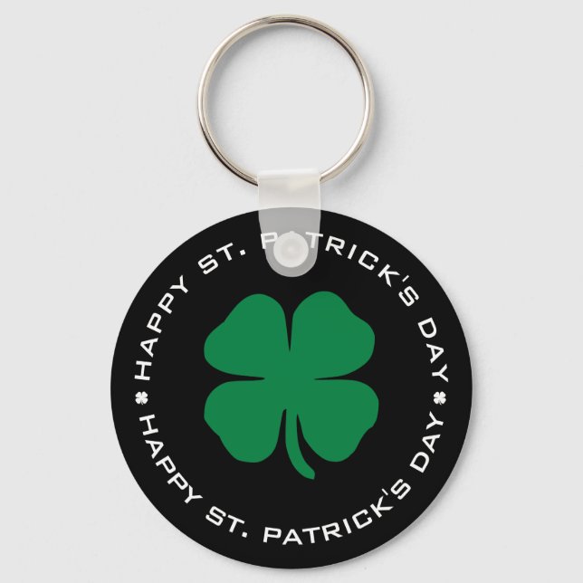 Happy St. Patrick's Day Shamrock Lucky Charm Keychain (Front)
