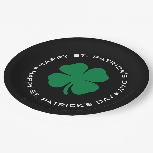 Happy St. Patrick's Day Shamrock Lucky Charm Paper Plates (Angled)