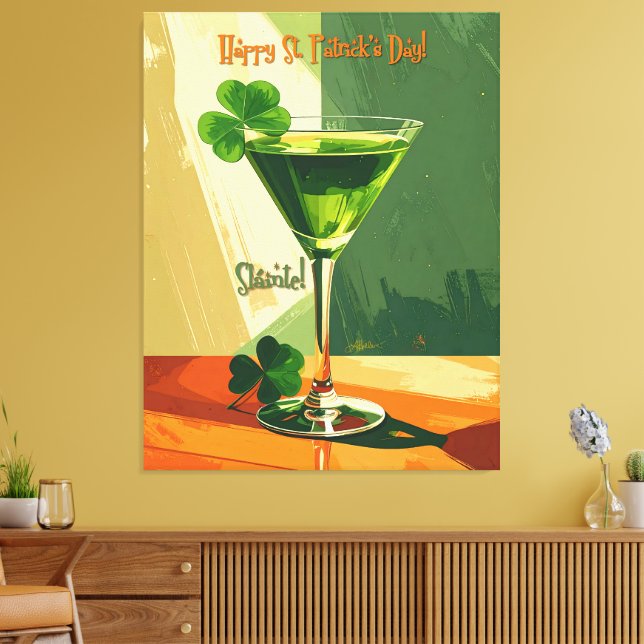 Happy St. Patrick's Day Shamrock Martini  Canvas Print (Insitu(LivingRoom))
