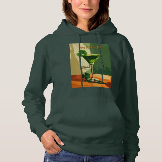 Happy St. Patrick's Day Shamrock Martini  Hoodie (Front)