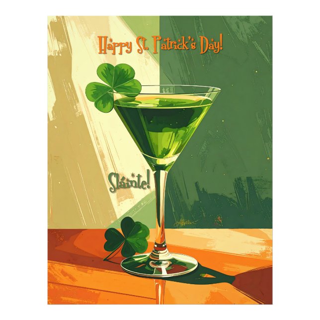 Happy St. Patrick's Day Shamrock Martini  Photo Print (Front)