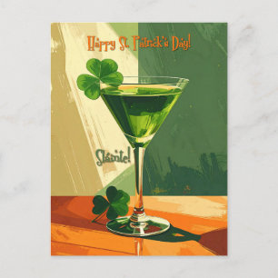 Happy St. Patrick's Day Shamrock Martini Postcard