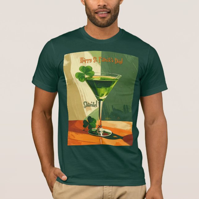 Happy St. Patrick's Day Shamrock Martini  T-Shirt (Front)