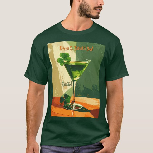 Happy St. Patrick's Day Shamrock Martini  T-Shirt (Front)
