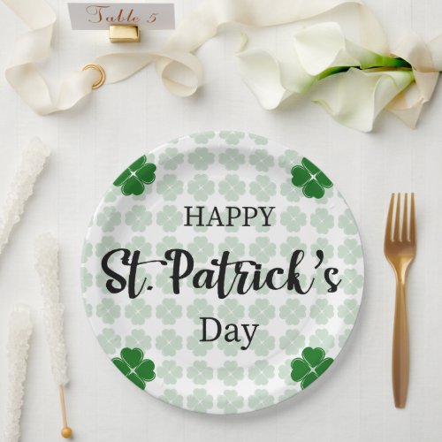 Happy St Patricks Day Shamrock Paper Plates