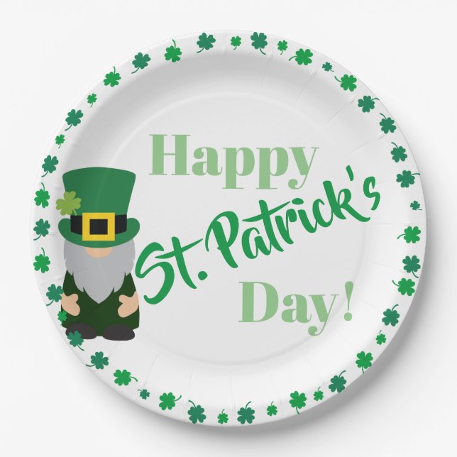 Happy St Patricks Day Shamrock Paper Plates (Front)