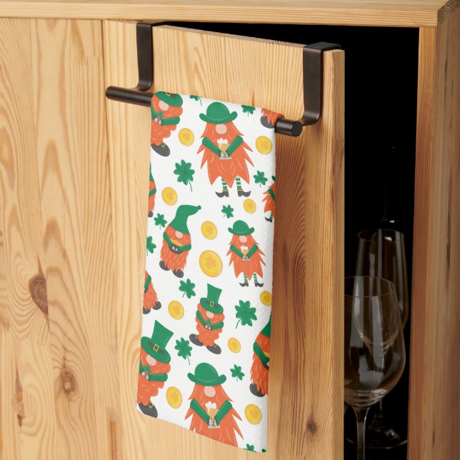 HAPPY ST. PATRICK'S DAY Shamrock Pattern Kitchen Towel (Thirds Fold)