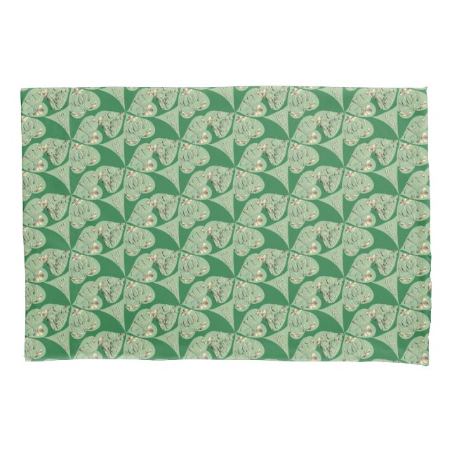 "Happy St. Patrick's Day"Shamrock   Pillow Case (Front)