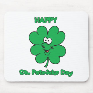 Happy St Patricks Day Shamrock Smilie Mouse Pad