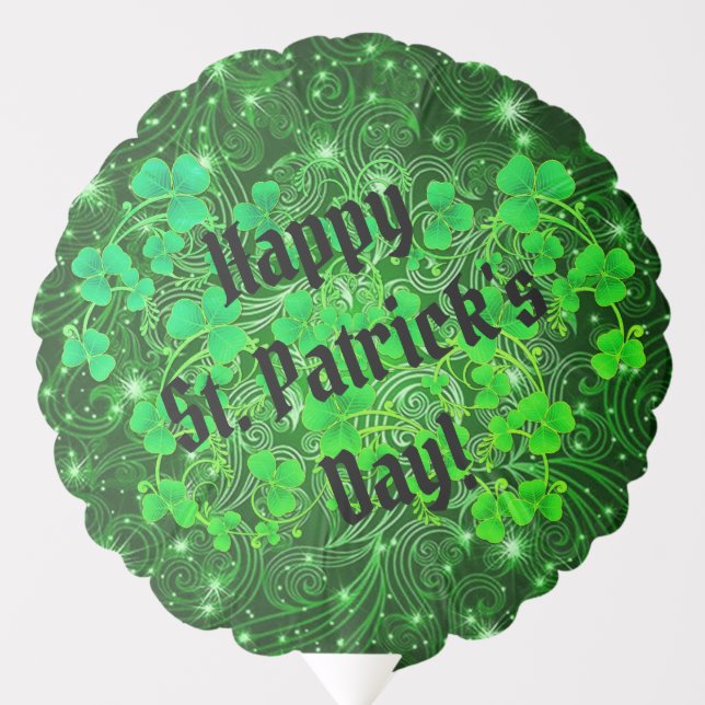 Happy St. Patrick's Day Shamrock Sparkle Balloon (Front)