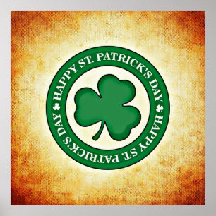 Happy St. Patrick's Day Shamrock Square Poster