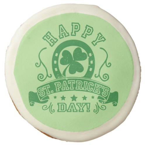 Happy St Patricks Day Shamrock Sugar Cookie