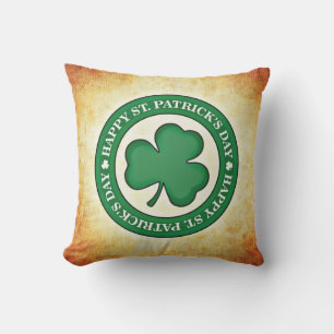 Happy St. Patrick's Day Shamrock Throw Pillow
