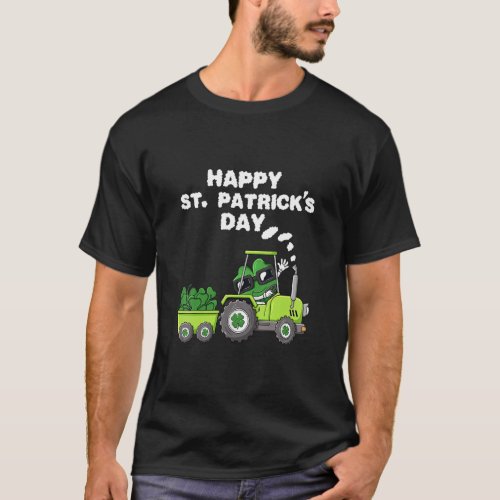 Happy St Patricks Day Shamrock Tractor Clover Todd T_Shirt