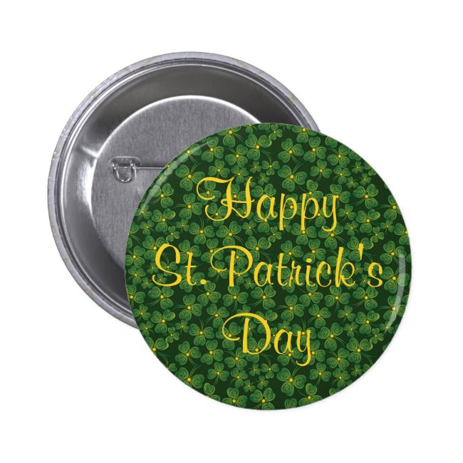 Happy St. Patrick's Day Shamrocks Button