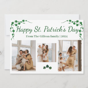 Happy St. patrick's day Shamrocks family 3 photo Holiday Card