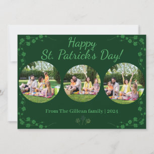 Happy St. patrick's day Shamrocks family 3 photo Holiday Card