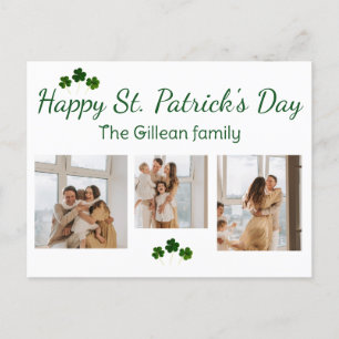 Happy St. patrick's day Shamrocks family 3 photo Holiday Postcard