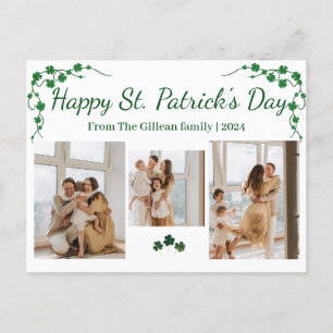 Happy St. patrick's day Shamrocks family 3 photo Holiday Postcard