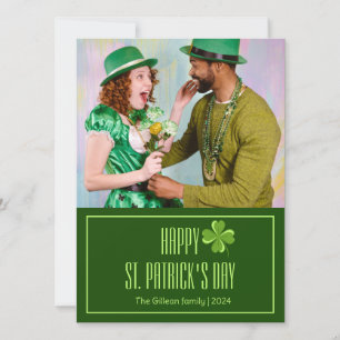 Happy St. patrick's day Shamrocks family photo Holiday Card