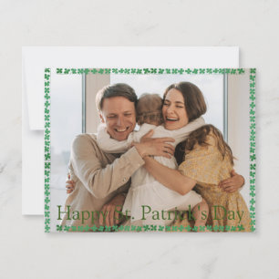 Happy St. patrick's day Shamrocks family photo Holiday Card