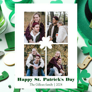Happy St. patrick's day Shamrocks family photo Holiday Card
