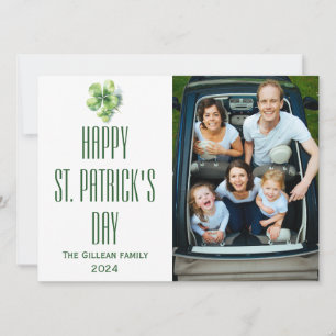 Happy St. patrick's day Shamrocks family photo Holiday Card