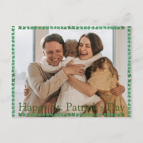 Happy St patricks day Shamrocks family photo  Holiday Postcard