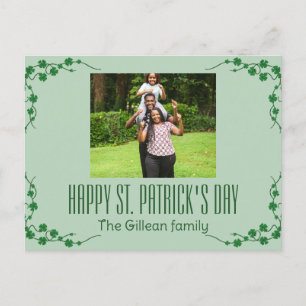 Happy St. patrick's day Shamrocks family photo Holiday Postcard