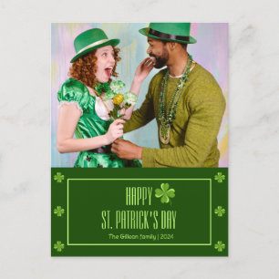 Happy St. patrick's day Shamrocks family photo  Holiday Postcard