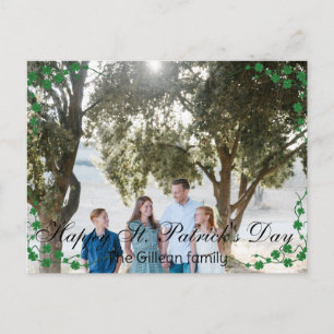 Happy St. patrick's day Shamrocks family photo Holiday Postcard