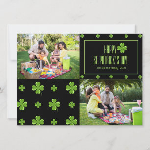 Happy St patricks day Shamrocks family Two photo Holiday Card