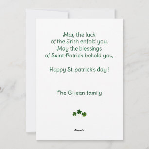 Happy St. patrick's day Shamrocks kid photo Holiday Card