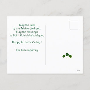 Happy St. patrick's day Shamrocks kid photo Holiday Postcard