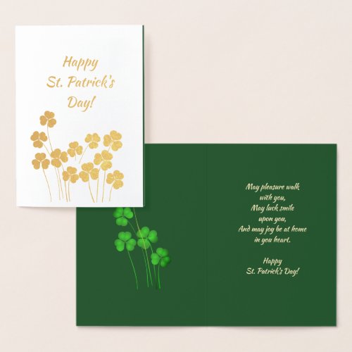 Happy St Patricks Day Shamrocks Luxury Foil Card