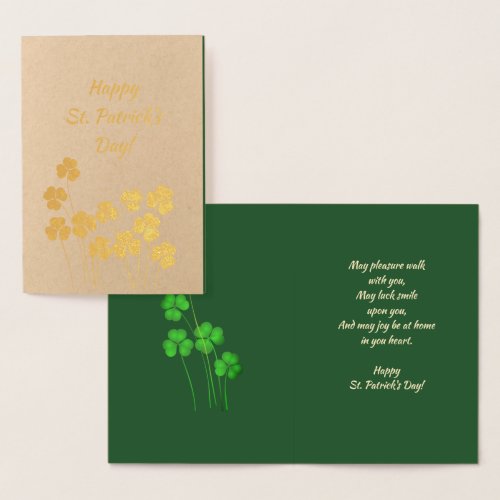 Happy St Patricks Day Shamrocks Luxury  Foil Card