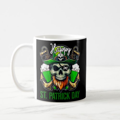 Happy St Patricks Day Shamrocks Skull Pirate  Coffee Mug