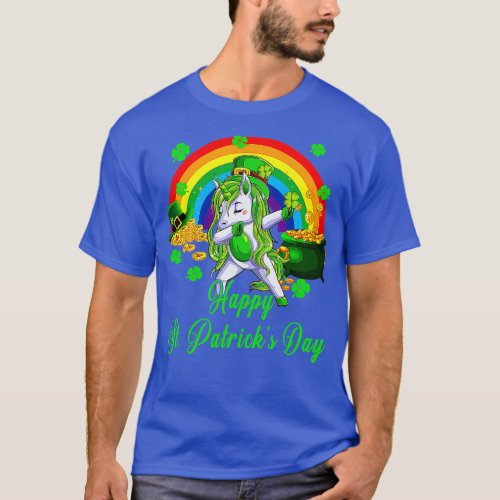 Happy St Patricks Day Shamrocks Unicorn With Pot O T_Shirt