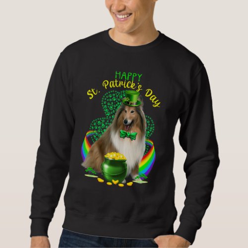 Happy St Patricks Day Shetland Dog Leprechaun Hat  Sweatshirt