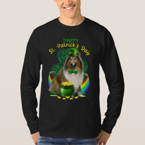 Happy St Patricks Day Shetland Dog Leprechaun Hat  T_Shirt